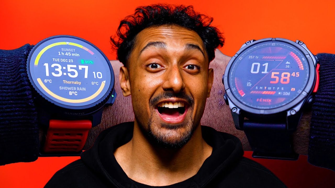 YouTube post by @techutopiareviews for Elgato. Caption reads: Best Adventure Watch 2025? Suunto Vertical 2 vs....