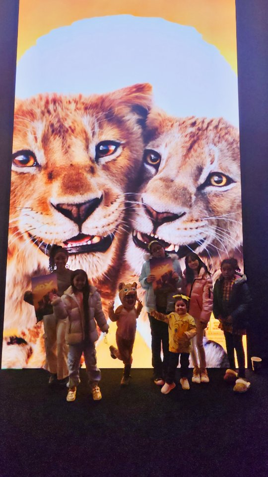 Instagram post by @therainbowfamilyfun for Disney Animation. Caption reads: Tonight, we were invited to enjoy MUFASA Lion King....