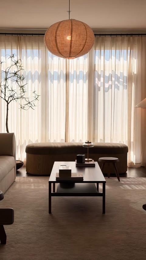Instagram post by @neutral_homebody for Homerilla. Caption reads: [...] these sheer linen curtains from....