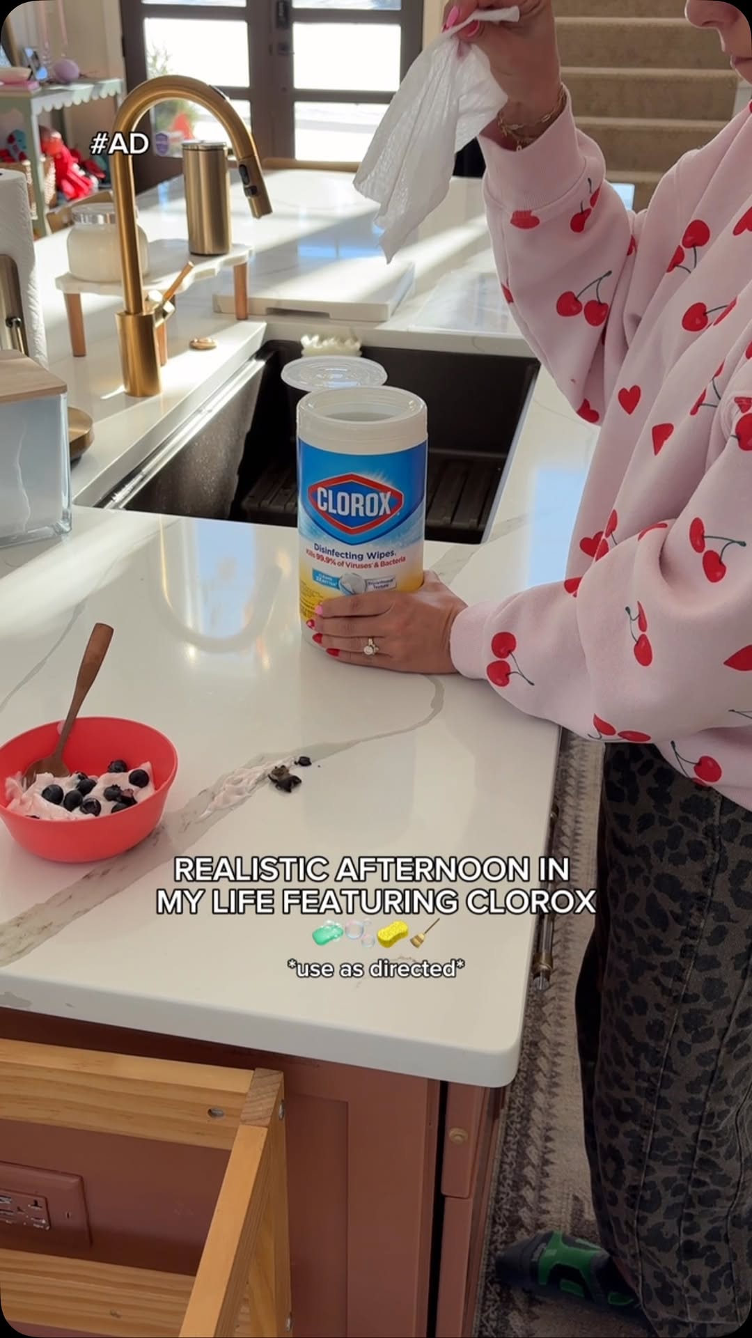 Instagram post by @heyitskayzie for Clorox. Caption reads: #ad With @Clorox every little clean feels good.....