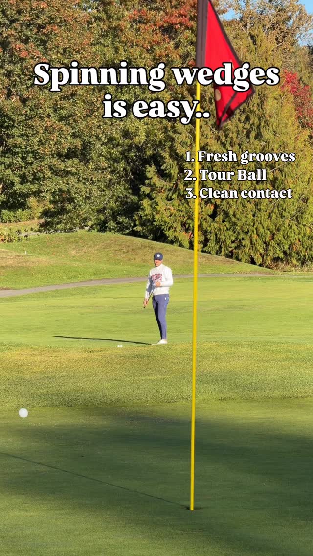 Instagram post by @michaelcaan for VICE GOLF. Caption reads: How to hit a 40 yard spinner! 
.
1. Fresh wedges....