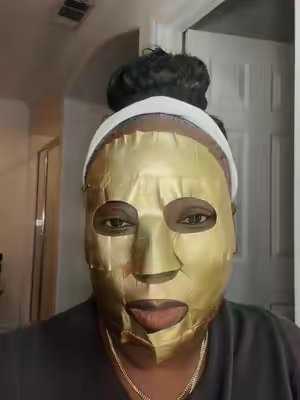 TikTok post by @kibba38 for Cocomint Beauty. Caption reads: [...] #skincareroutine #goldmask #pdrn....