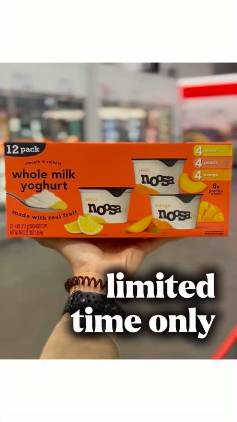 Instagram post by @costcobffs for noosa yoghurt. Caption reads: @noosayoghurt is BACK at ALL @costco warehouses....