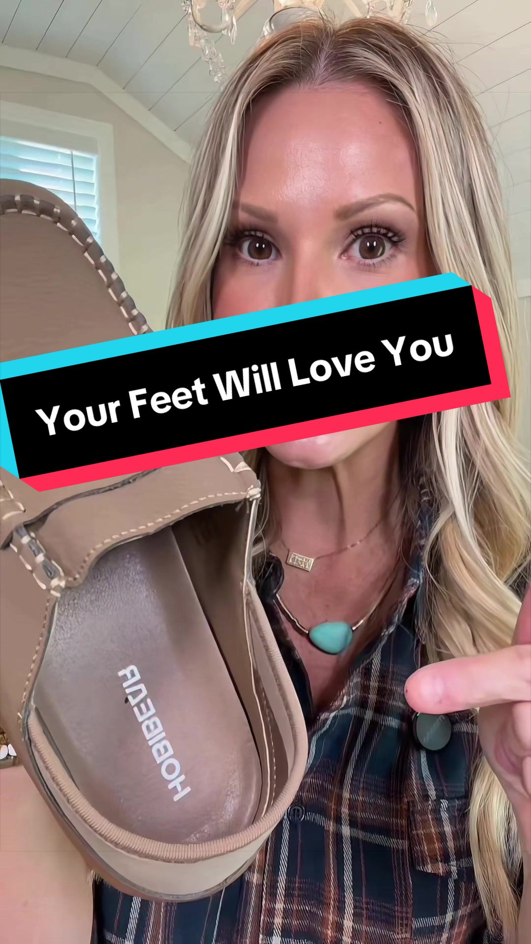 TikTok post by @tiredasamother for HOBIBEAR Shoes. Caption reads: [...] #comfortableshoes #womensloafers @HOBIBEAR....