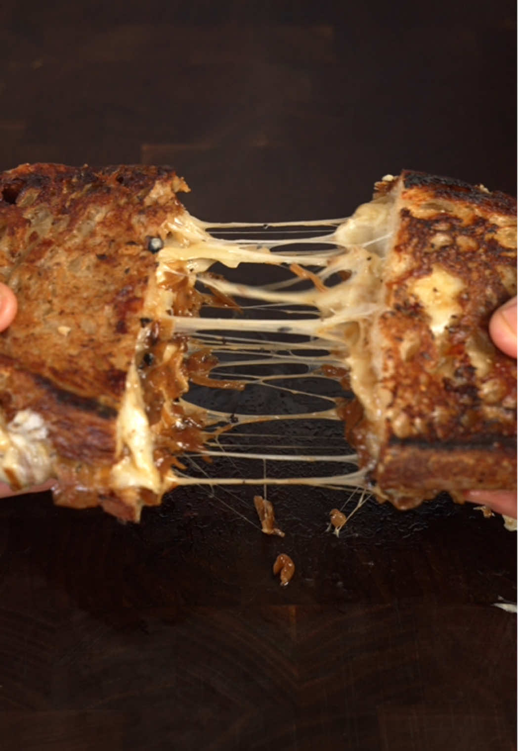 TikTok post by @owen.han for Tillamook. Caption reads: Made this French onion grilled cheese sandwich....
