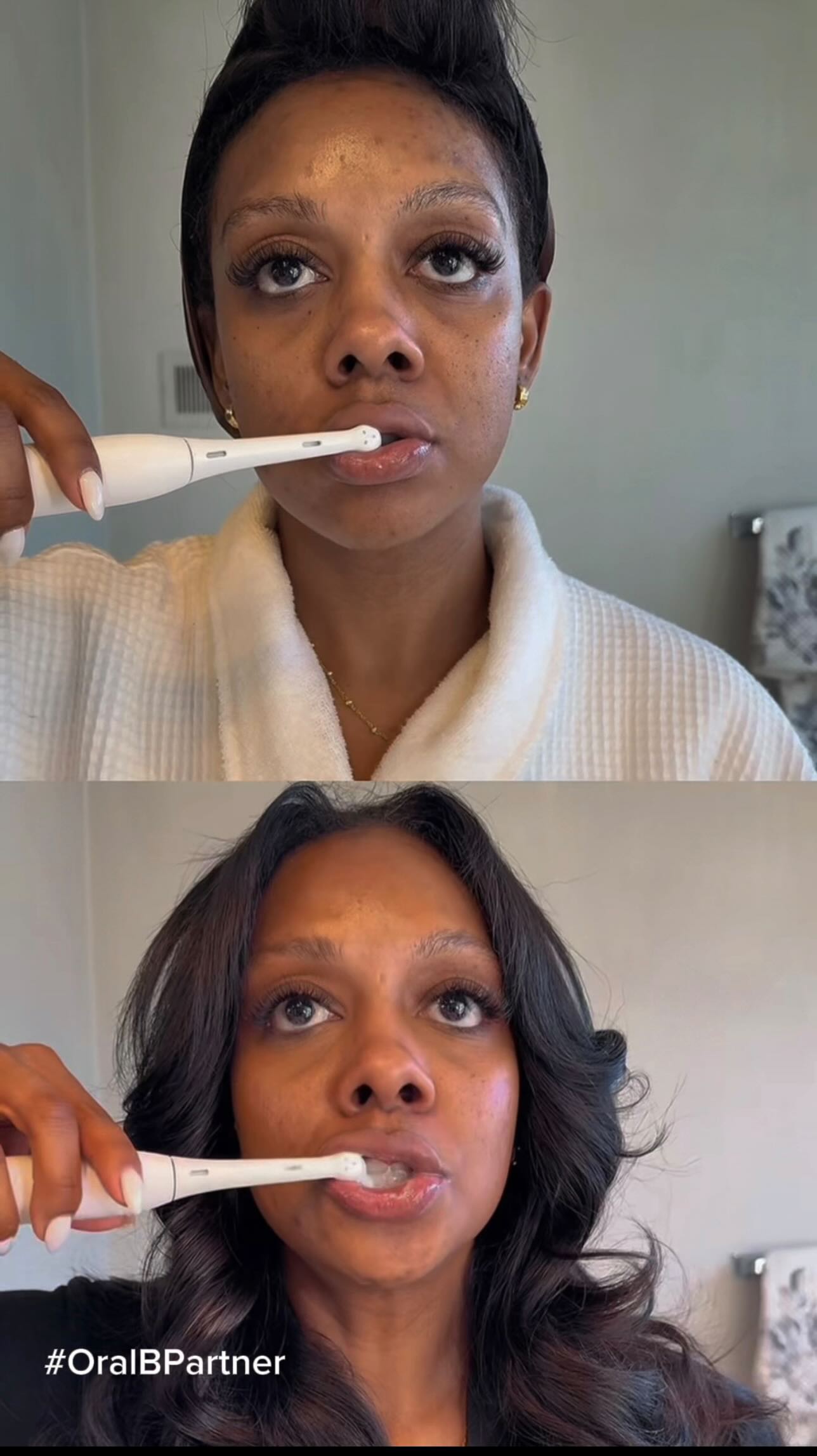 Instagram post by @ohheyykay for Oral-B. Caption reads: #ad #OralBPartner Say goodbye to the old manual....