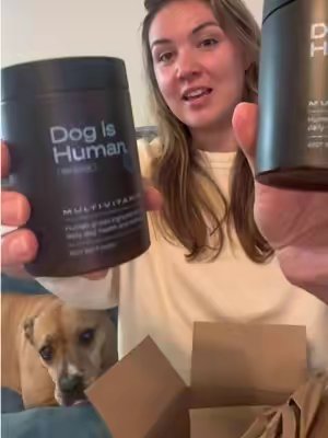 TikTok post by @kayliswayoflife for Dog Is Human. Caption reads: @Dog is Human sent Amber some multivitamins! & she....