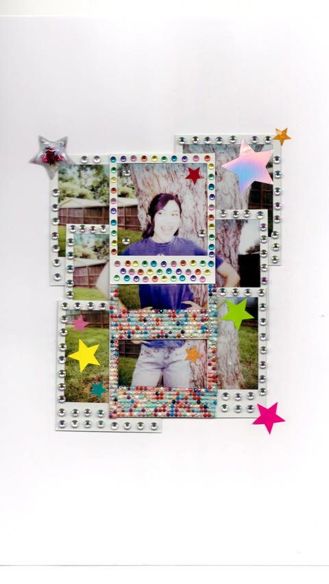 Instagram post by @frickand.frack for Polaroid. Caption reads: created a mixed media spread with my @polaroid Go....