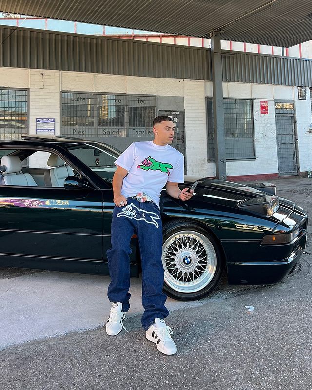 Instagram post by @_tristanjones for BBC ICECREAM. Caption reads: Feeling like a young Pharrell in my @bbcicecream....