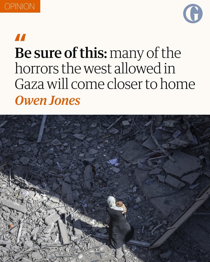 Instagram post by @owenjonesjourno for The Guardian. Caption reads: “Do not expect the violent dehumanization and....