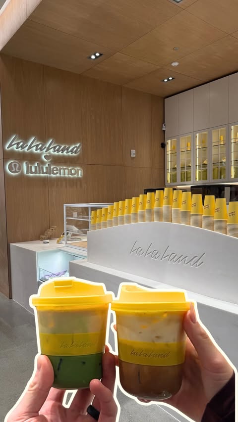 Instagram post by @abby.asselin for La La Land Kind Cafe. Caption reads: the iconic @lululemon x @lalalandkindcafe Highland....