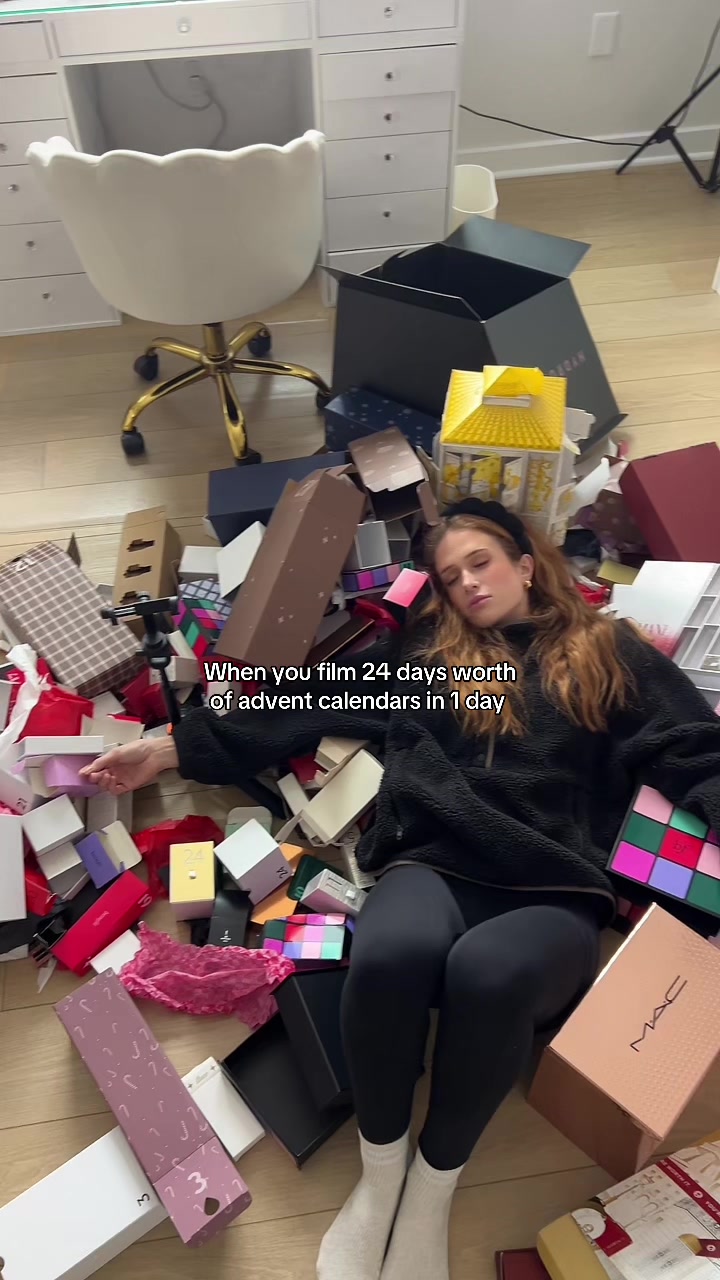 TikTok post by @sarah_wolak for nuuds. Caption reads: [...] See you there!!!!! #adventcalendar @nuuds .