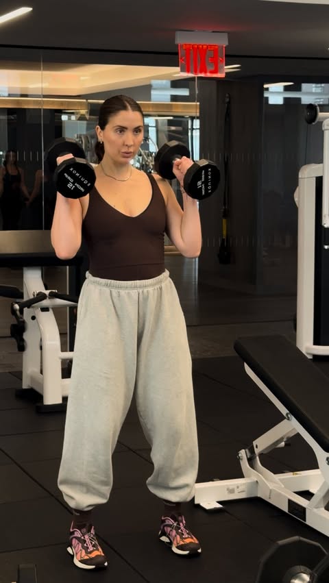 Instagram post by @themadisonrae for Equinox. Caption reads: [...] weight training at the Hudson Square....