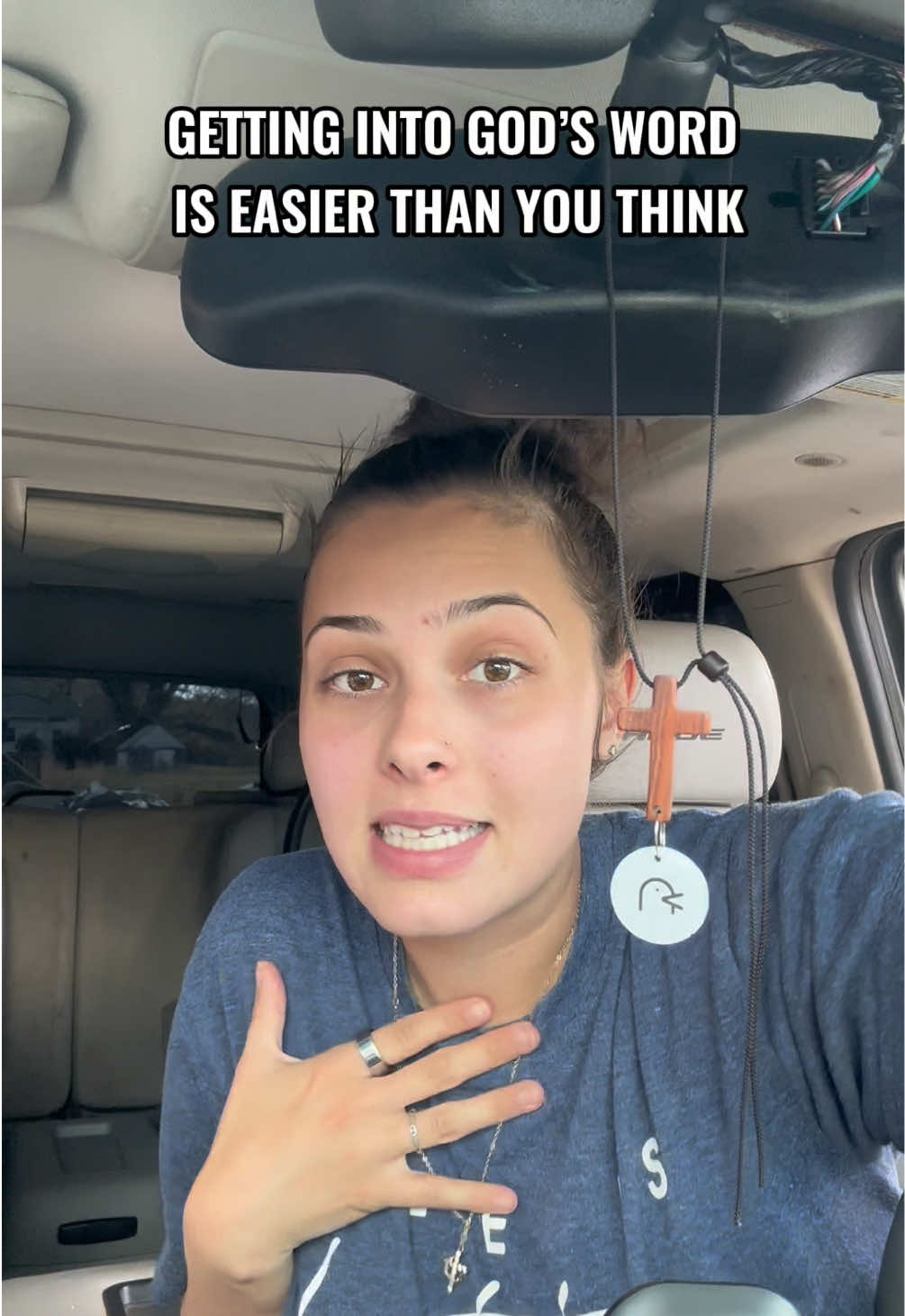 TikTok post by @jessicamarietodd for Yappy Bracelets. Caption reads: [...] is this cross car accessory?? ✝️ @@Yappy....