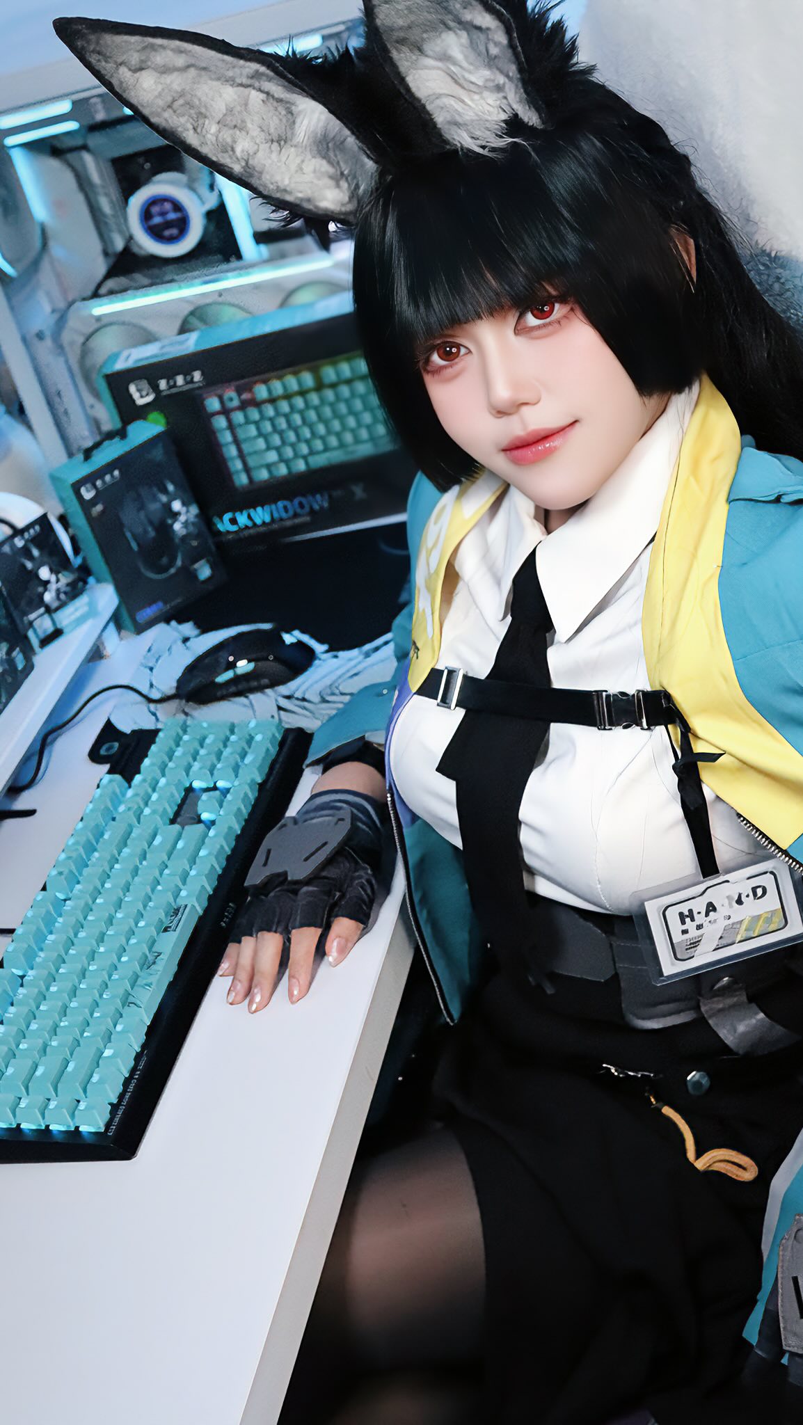 Instagram post by @sherrymoe_ for Zenless Zone Zero. Caption reads: Can’t believe my waifu Miyabi got a Razer collab....