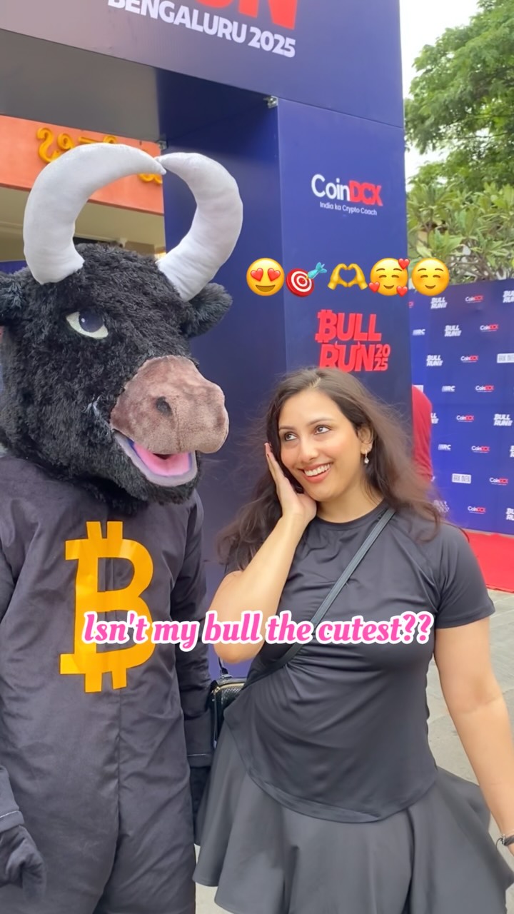 Instagram post by @shreyaanachappa for CoinDCX. Caption reads: LOVE ME LIKE I MOO 🐂😻

#fyp #explore....