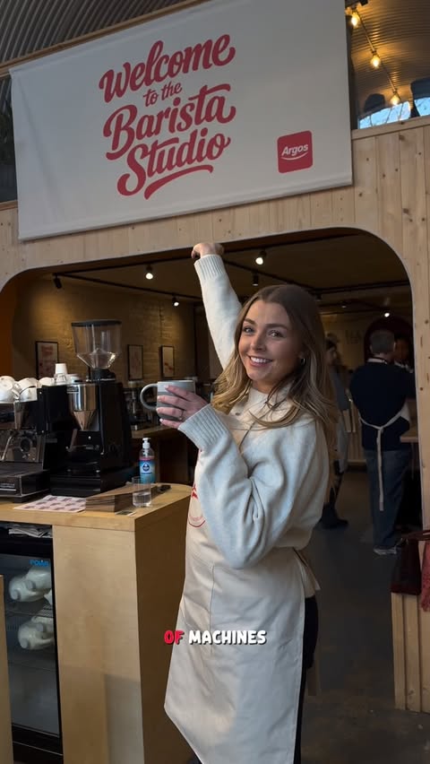 Instagram post by @mathildebarker for Argos. Caption reads: #AD I spent the afternoon at the Argos Barista....