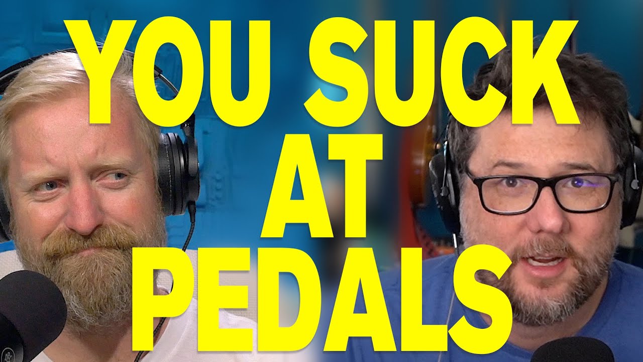 YouTube post by @60CycleHumcast for Stringjoy. Caption reads: YOU NEED TO PRACTICE AT GUITAR PEDALS.