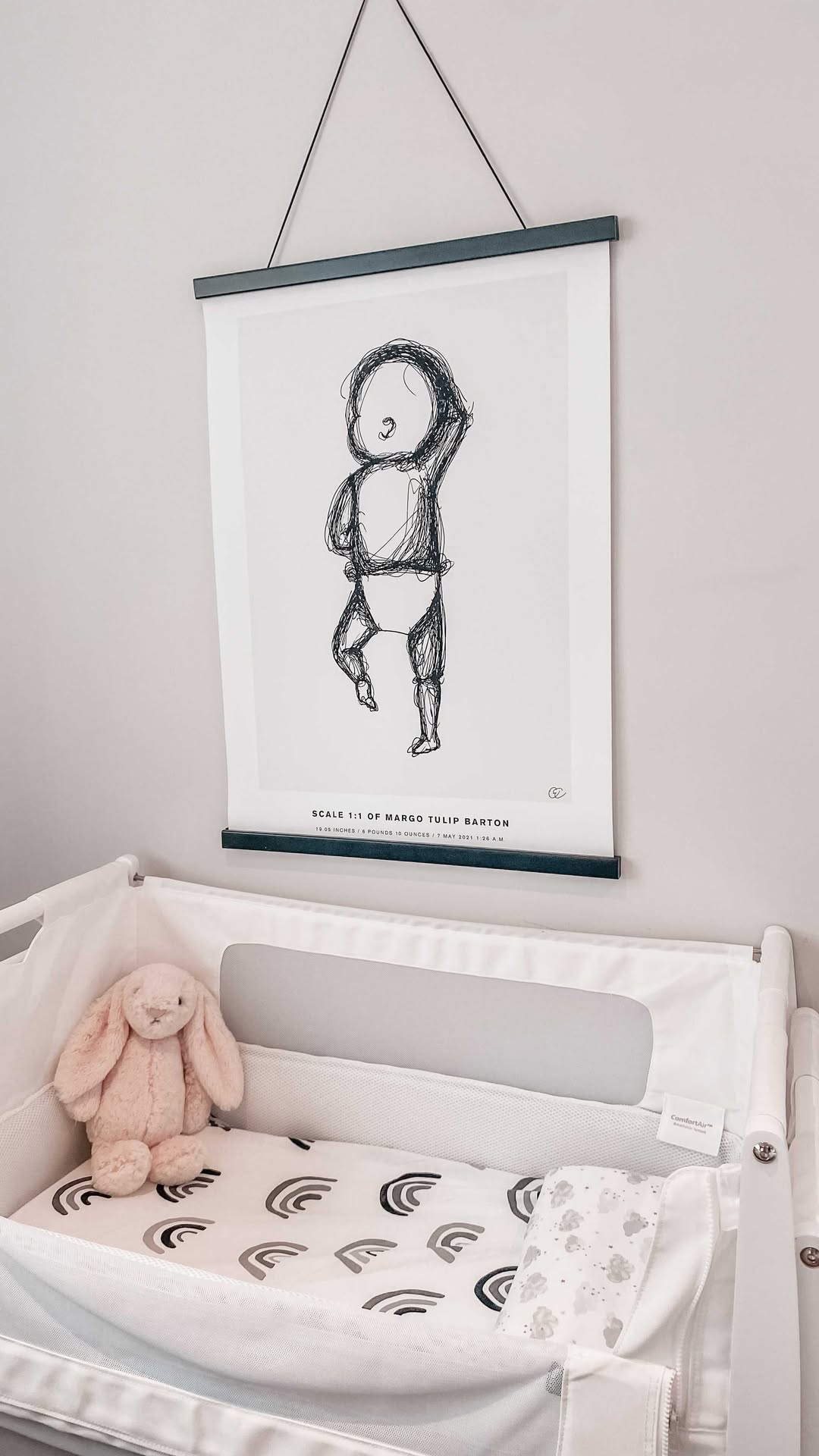 Instagram post by @mollyandmine for The Birth Poster. Caption reads: Styling our 1:1 scale poster, we were kindly....