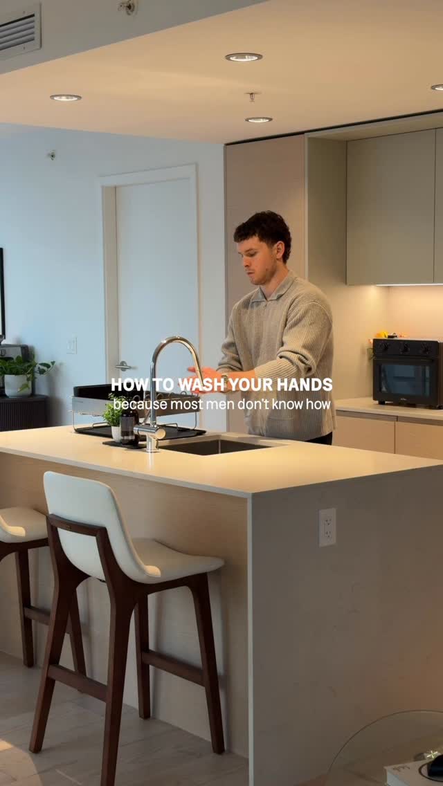 Instagram post by @drew.hallgrimson for Grown Alchemist. Caption reads: How to wash your hands because most men don’t know....