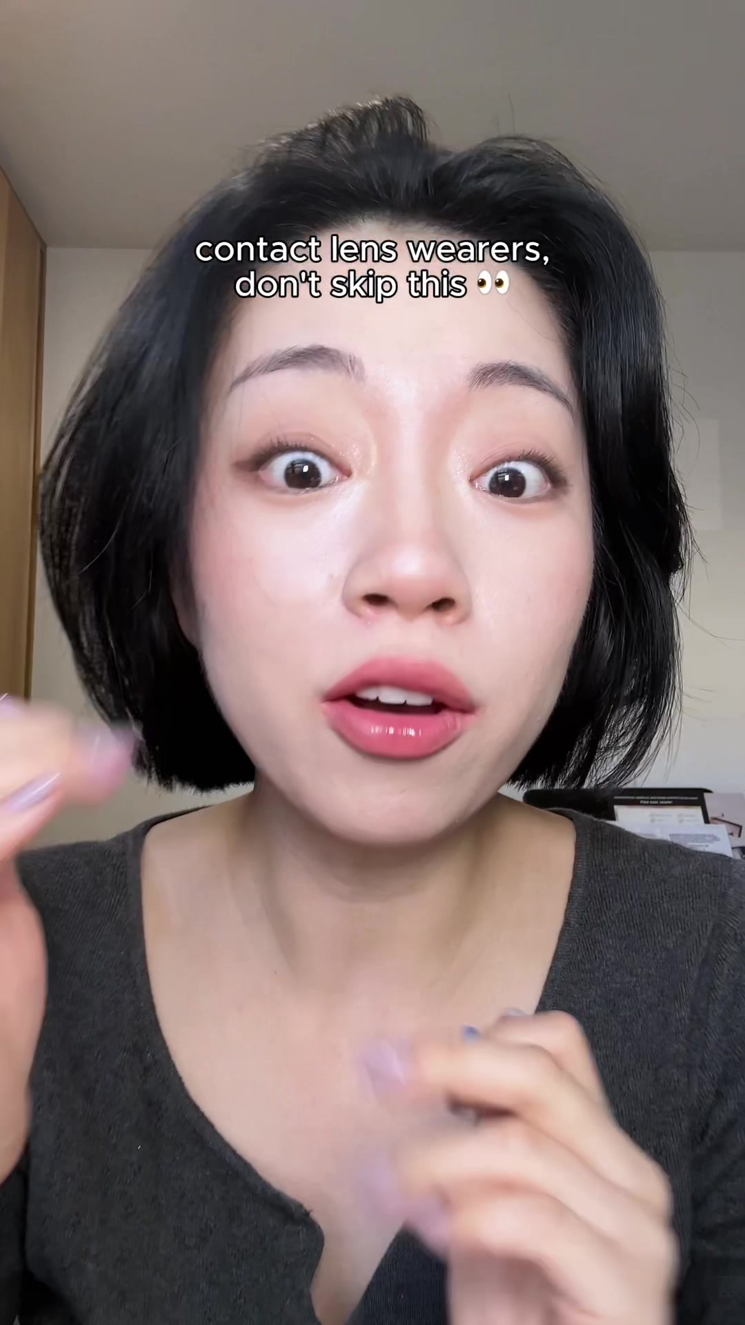 TikTok post by an influencer for CorneaCare. Caption reads: Contact wearers, rejoice 😌 @CorneaCare....