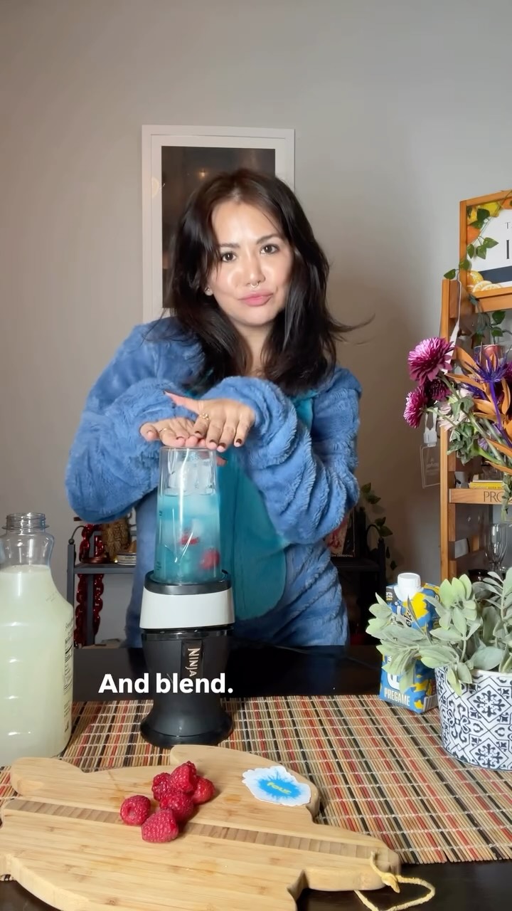 Instagram post by @ilsathejoe for Four Loko. Caption reads: Made a Blue Razz Freeze with the new @fourloko box....