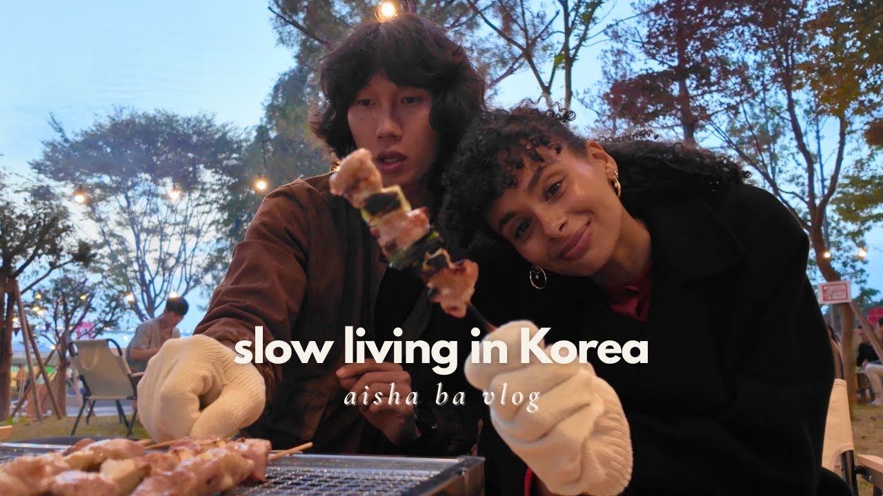 YouTube post by @AishaBa for Wishtrend. Caption reads: A Cozy Escape to the Korean Countryside 🍂 | Yeoju....