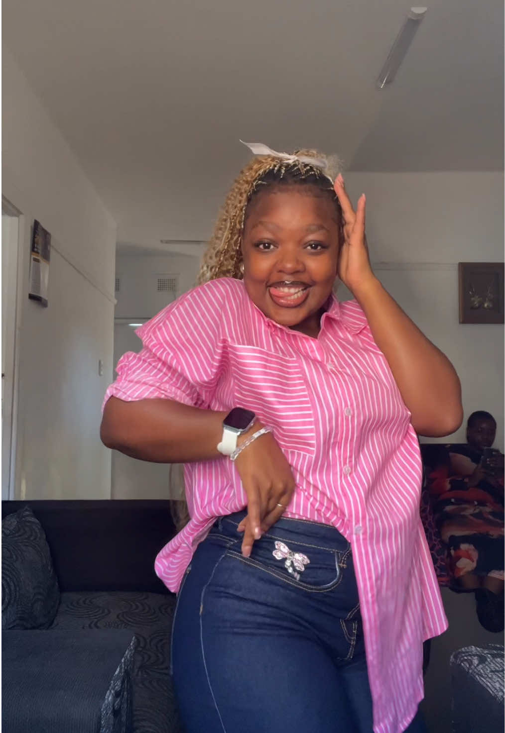 TikTok post by @gracia.matumona.diaz for PEP Malawi. Caption reads: I loved my fit today 🤭✨ Jeans & top @PEP South....