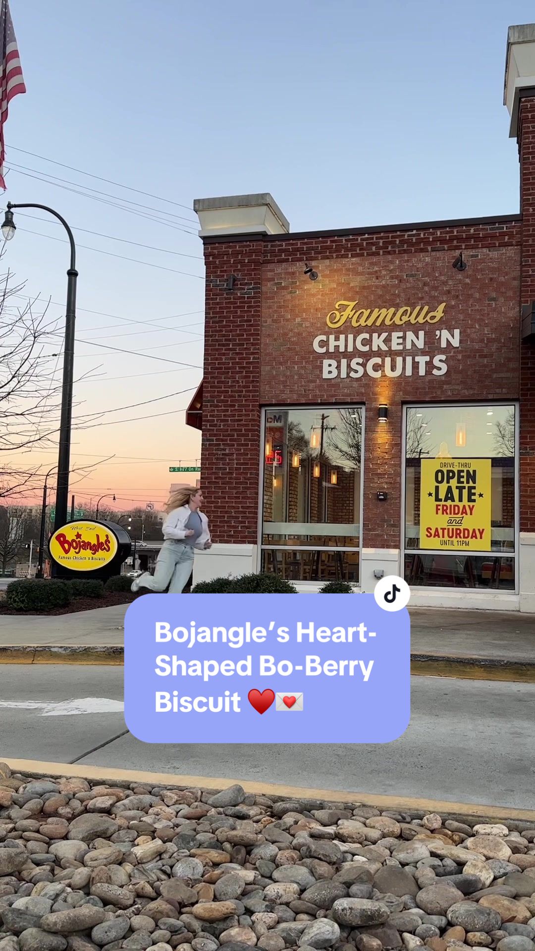 TikTok post by @merenator for Bojangles. Caption reads: Run, don’t walk to @Bojangles for their newest....