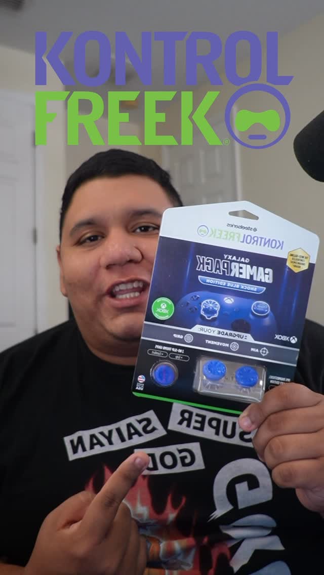 Instagram post by @charliecastillx for KontrolFreek. Caption reads: @kontrolfreek BLUE GALAXY GAMER PACK💙😱 - CODIGO:....