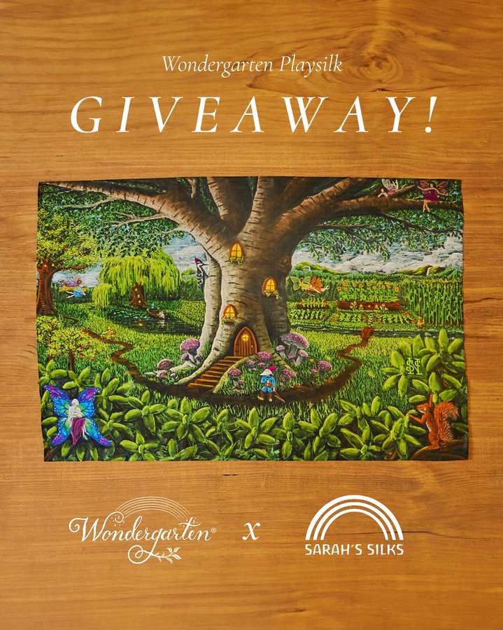 Instagram post by @wondergarten_earlychildhood for Sarah’s Silks. Caption reads: ✨WONDERGARTEN x SARAH’S SILKS GIVEAWAY! ✨

To....