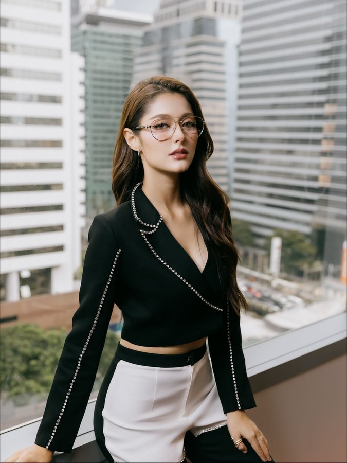 Instagram post by @justmine_mali_marisar for EssilorLuxottica. Caption reads: Cool girl energy ✨ @essilorluxottica....