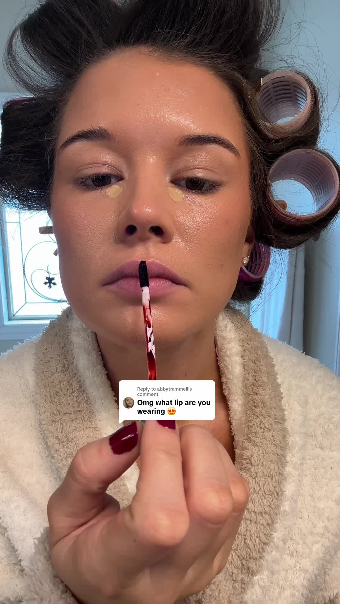 TikTok post by @madelineschramm for Sacheu. Caption reads: Replying to @abbytrammell @SACHEU Beauty US lip....