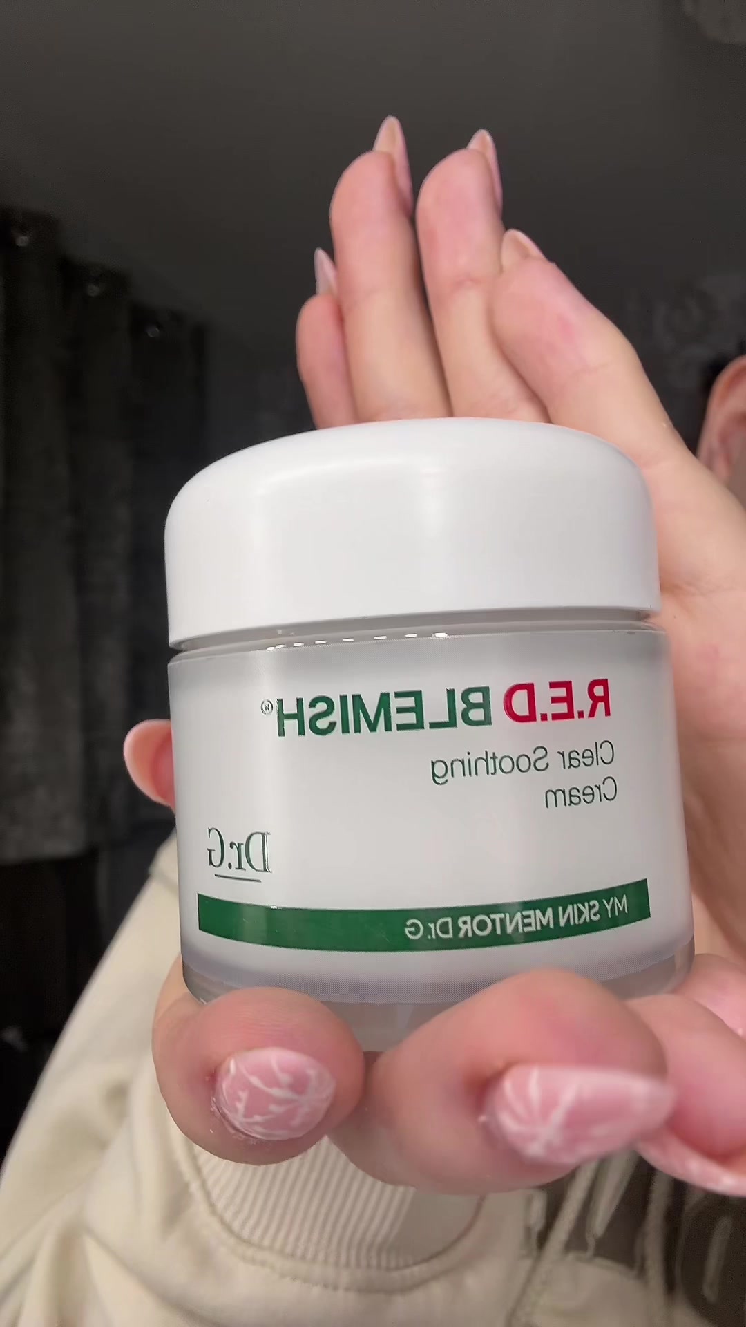 TikTok post by @ruby.paull for Dr.G. Caption reads: [...] for my sensitive skin! #rubypaul #pr #ad....