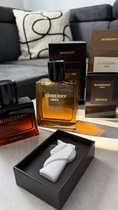 Instagram post by @taviben.kitchen for The Perfume Shop. Caption reads: [...] out the Burberry Hero range at The Perfume....