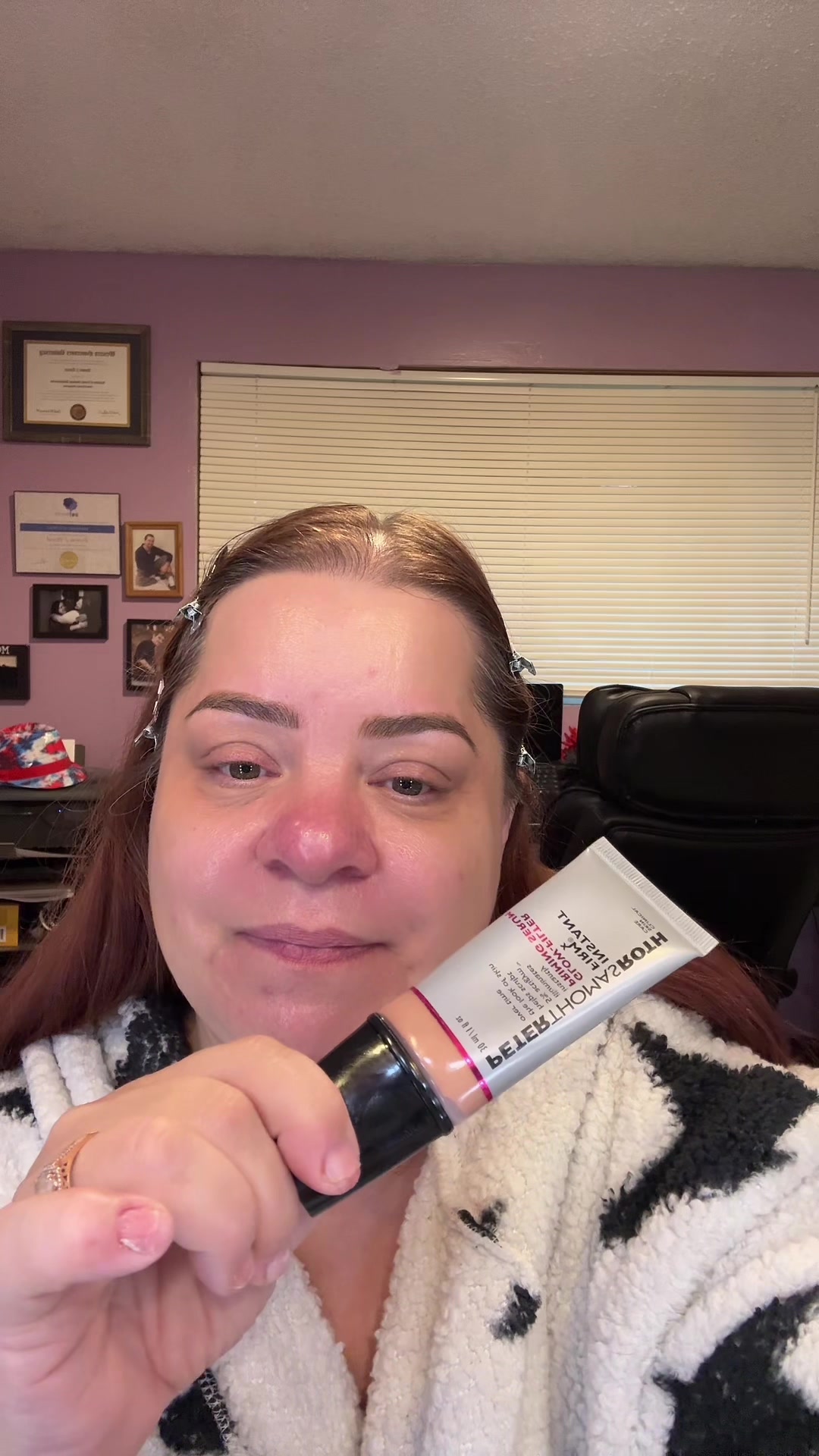 TikTok post by @whiskedawaywithbonnie for Peter Thomas Roth. Caption reads: PTR FIRMx Glow Primer Serum #ptr #ptrskincare....