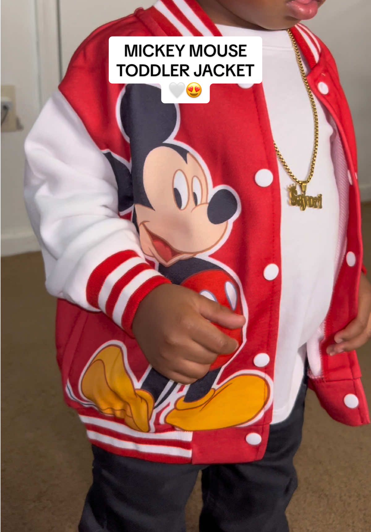 TikTok post by @murkianaa for PatPat. Caption reads: @PatPat Official Disney Mickey Mouse kids jacket....