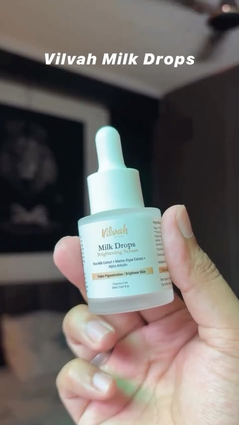 Instagram post by @anand_agnihotrii for Vilvah. Caption reads: Been using this Milk Drop Serum lately and....