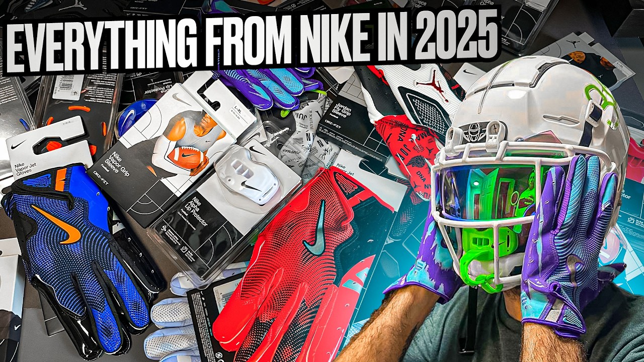 YouTube post by @Footballrs for SHOC. Caption reads: Everything *NEW* From NIKE FOOTBALL in 2025.