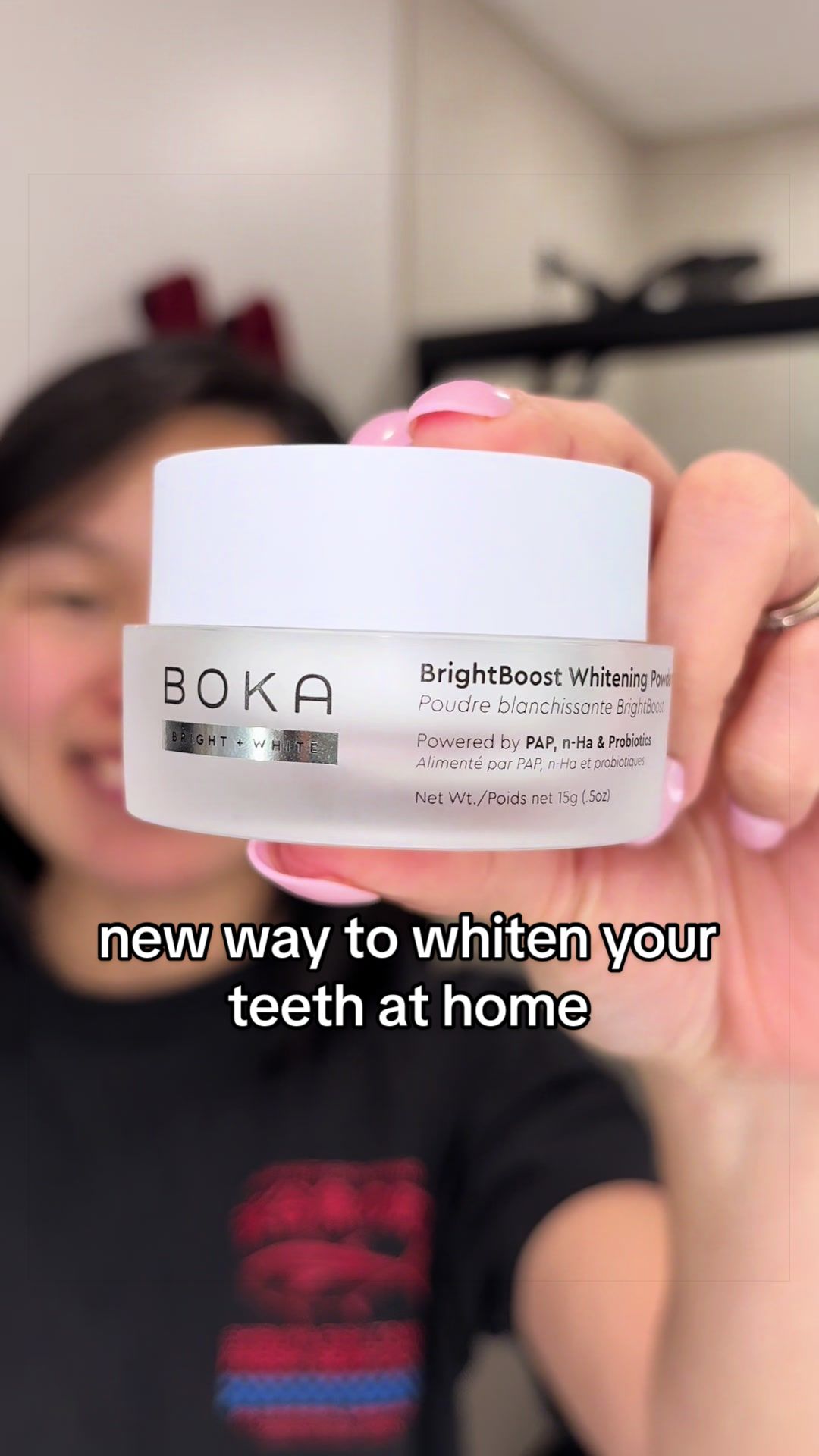 TikTok post by @heyitsmarebear for Boka. Caption reads: [...] You can love your smile even more with @Boka....
