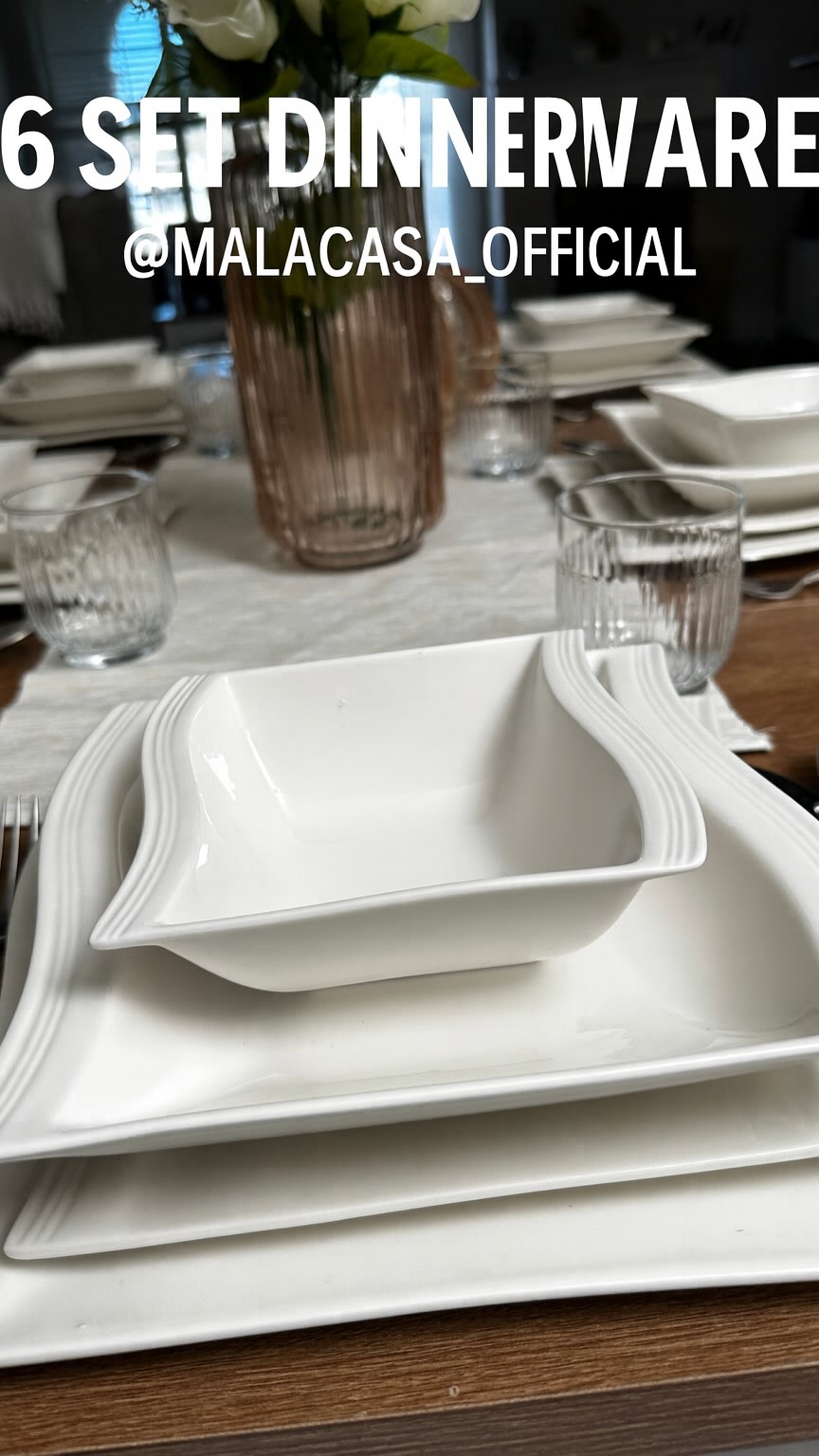 Instagram post by @seldasahn for Malacasa. Caption reads: [...] 🤍
This 6-person dinnerware set from....