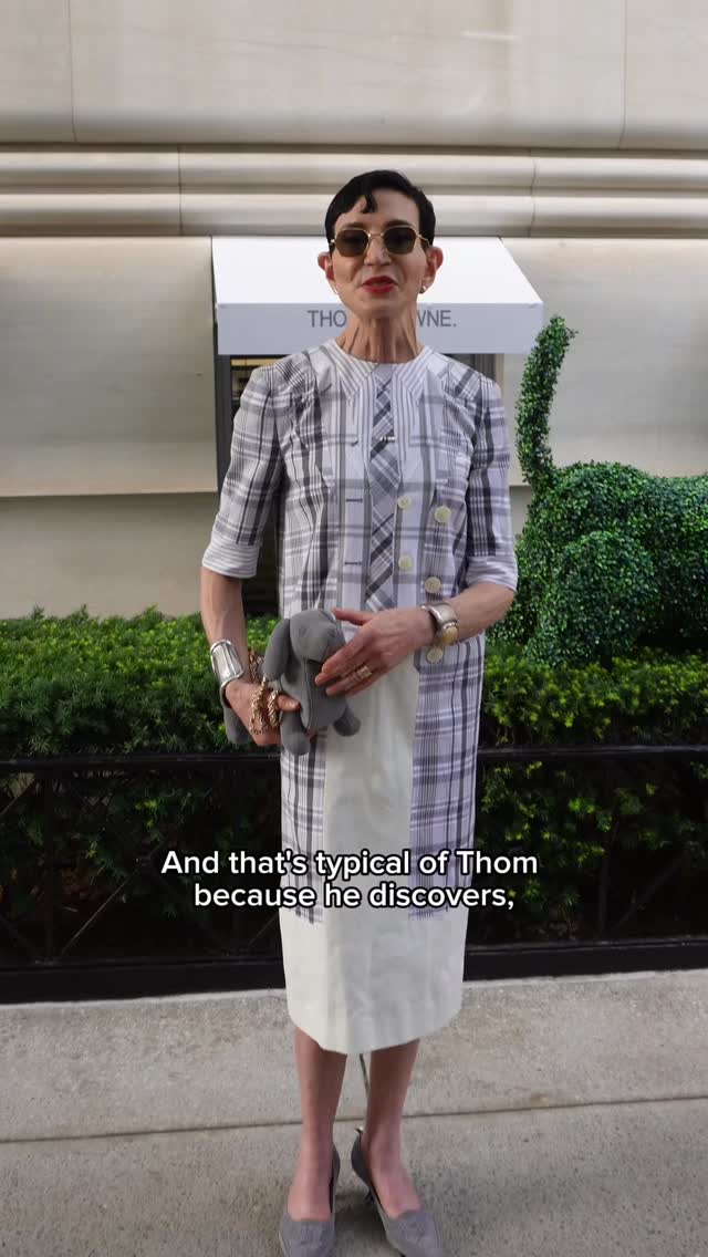 Instagram post by @ladiesofmadisonave for Thom Browne. Caption reads: #thombrowne #ad Last night Chloe Misseldine [...].