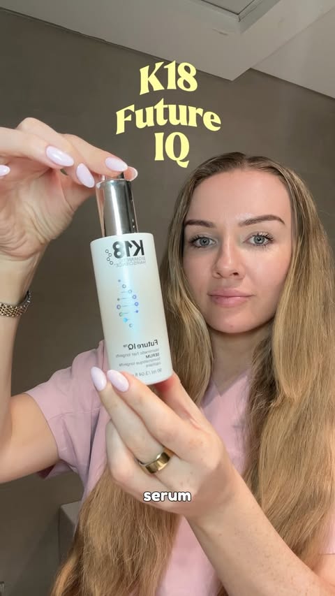 Instagram post by @clodaghhaircare for K18 Hair. Caption reads: Initial review of the @k18hair future IQ scalp....