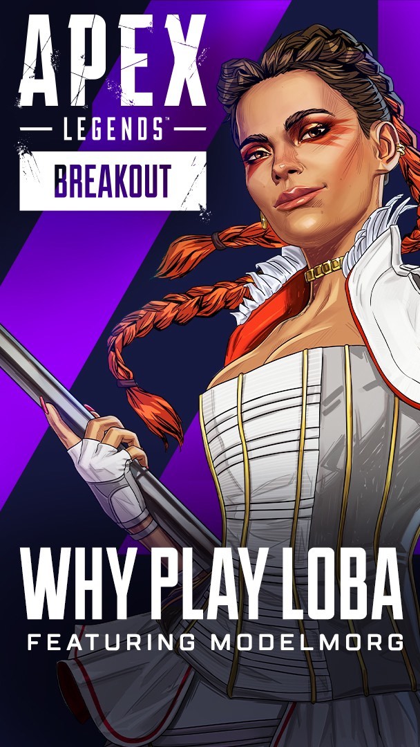 Instagram post by @_modelmorg for Apex Legends. Caption reads: Your chance to make Loba yours, is here (;....