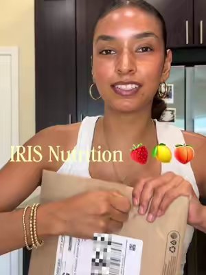 TikTok post by @brrisahernandez for Iris Nutrition. Caption reads: [...] hormone support all in one 🍓🍋🍑💧....