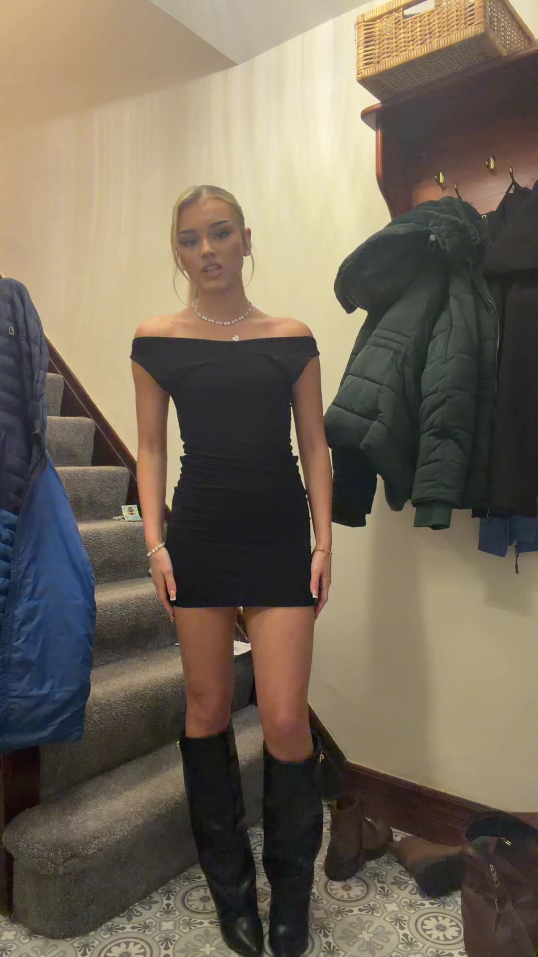 TikTok post by @matildalolaa for Rebellious Fashion. Caption reads: 🖤🥂 @Rebellious Fashion #dress #blonde #leeds....