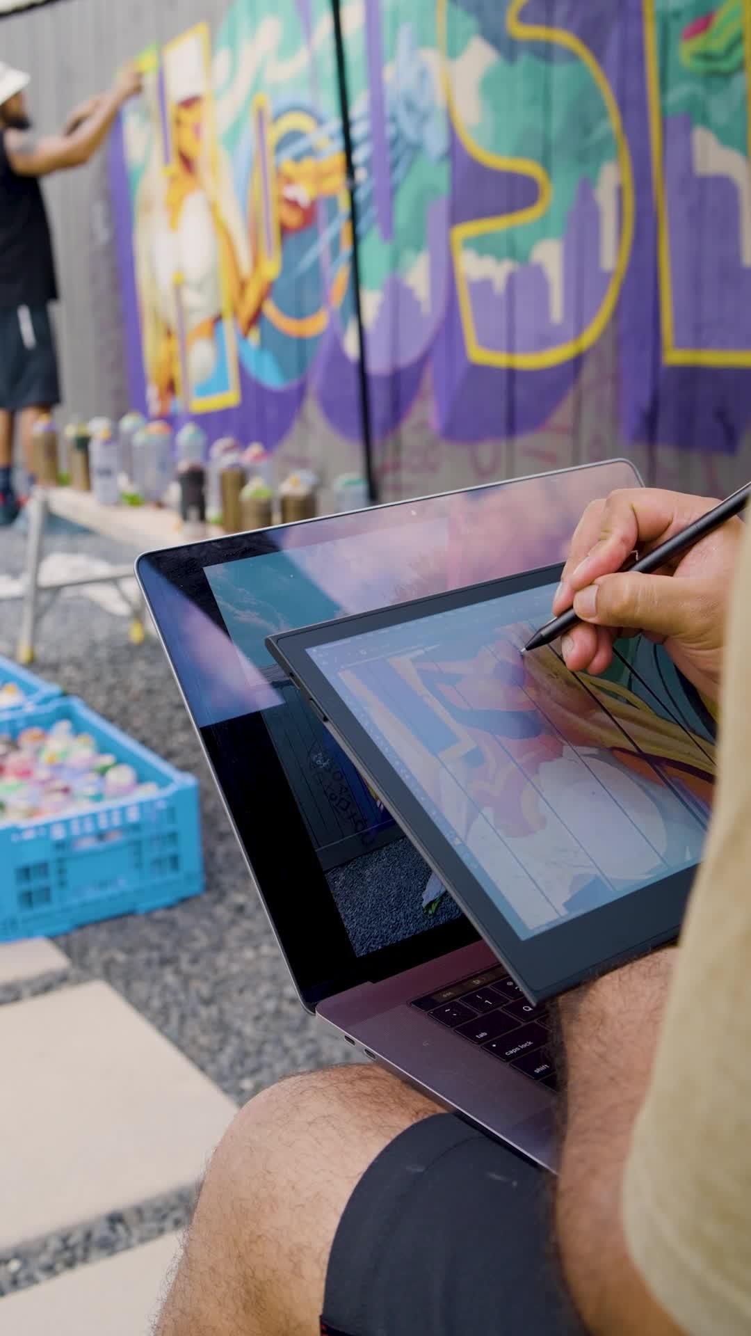 Instagram post by @ernalgas for Wacom. Caption reads: [...] piece — built stroke by stroke on the Wacom....