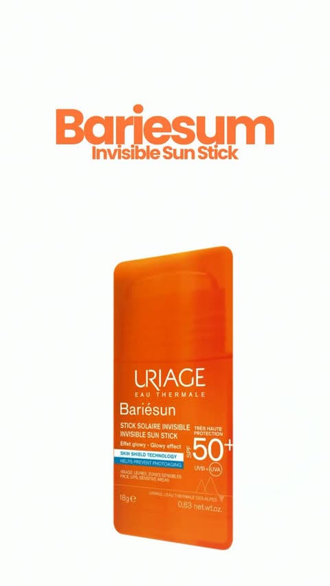 Instagram post by @derma_lato for Uriage. Caption reads: [...] #protecciónonthego #stick100viral ....