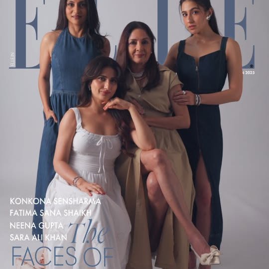 Instagram post by @saraalikhan95 for SWAROVSKI. Caption reads: #ELLEDigitalCoverStars: In a rare moment on the....