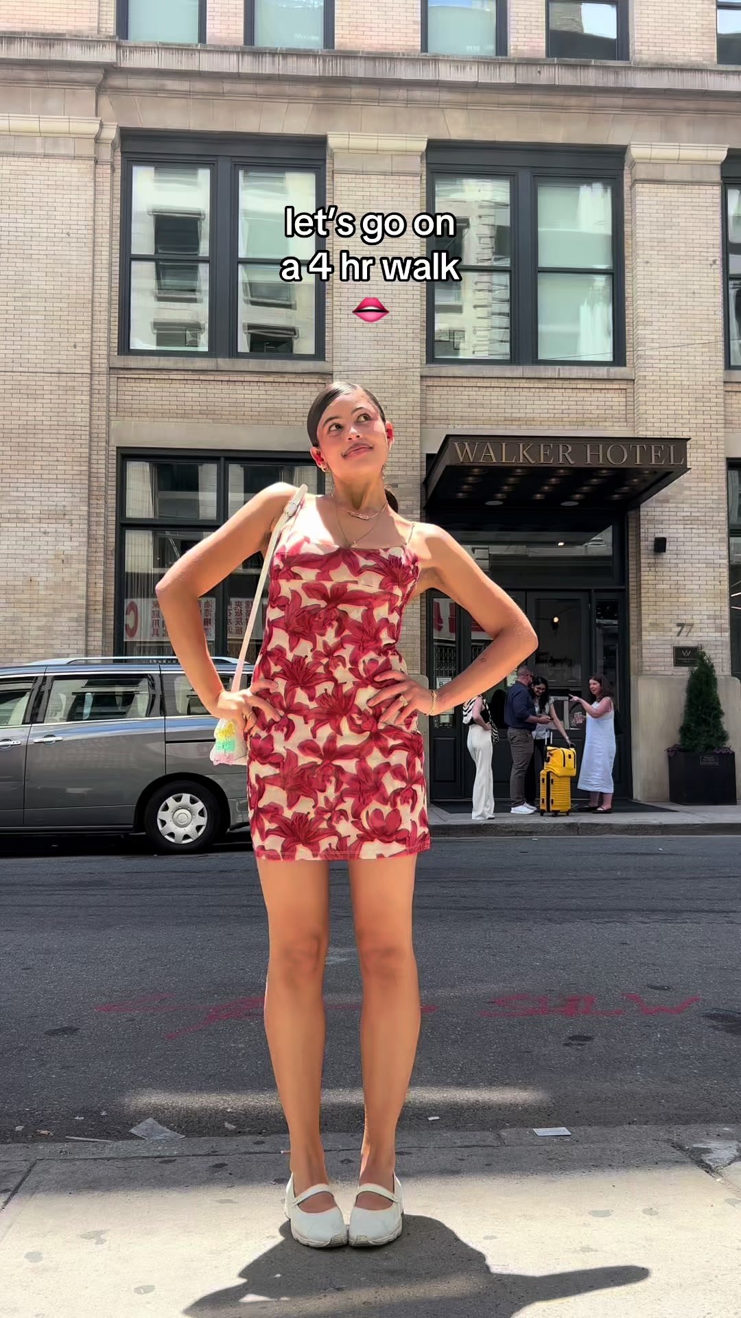 TikTok post by @isabellacarr for Eadem. Caption reads: another insane nyc walk <3 @EADEM #eadempartner....